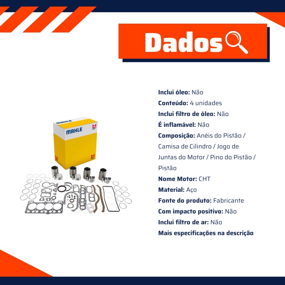 4 Super Kit Para Motor Std - Mahle Metal Leve - SUK1632 STD