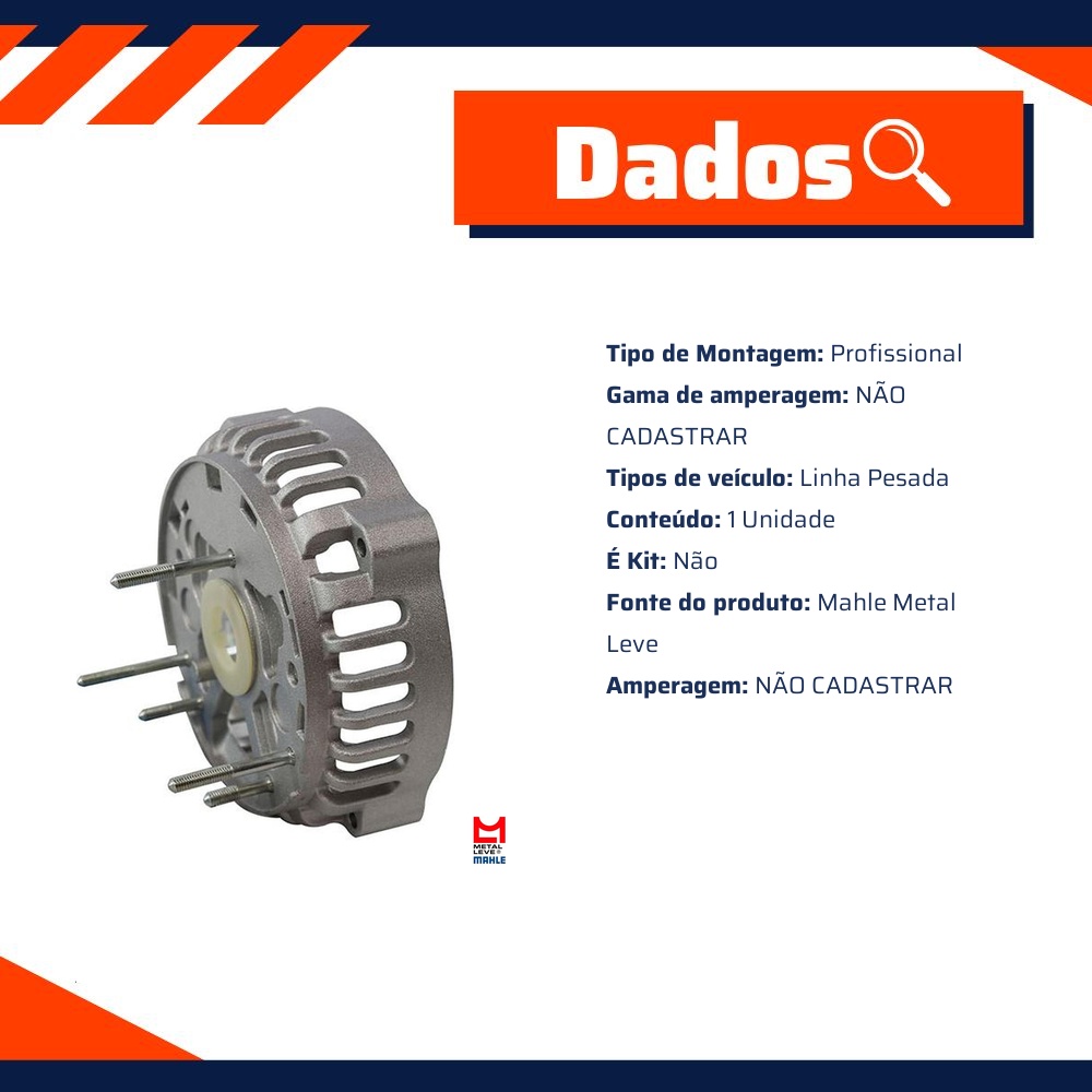 Tampa Traseira do Alternador - Mahle Metal Leve - MGX 1146