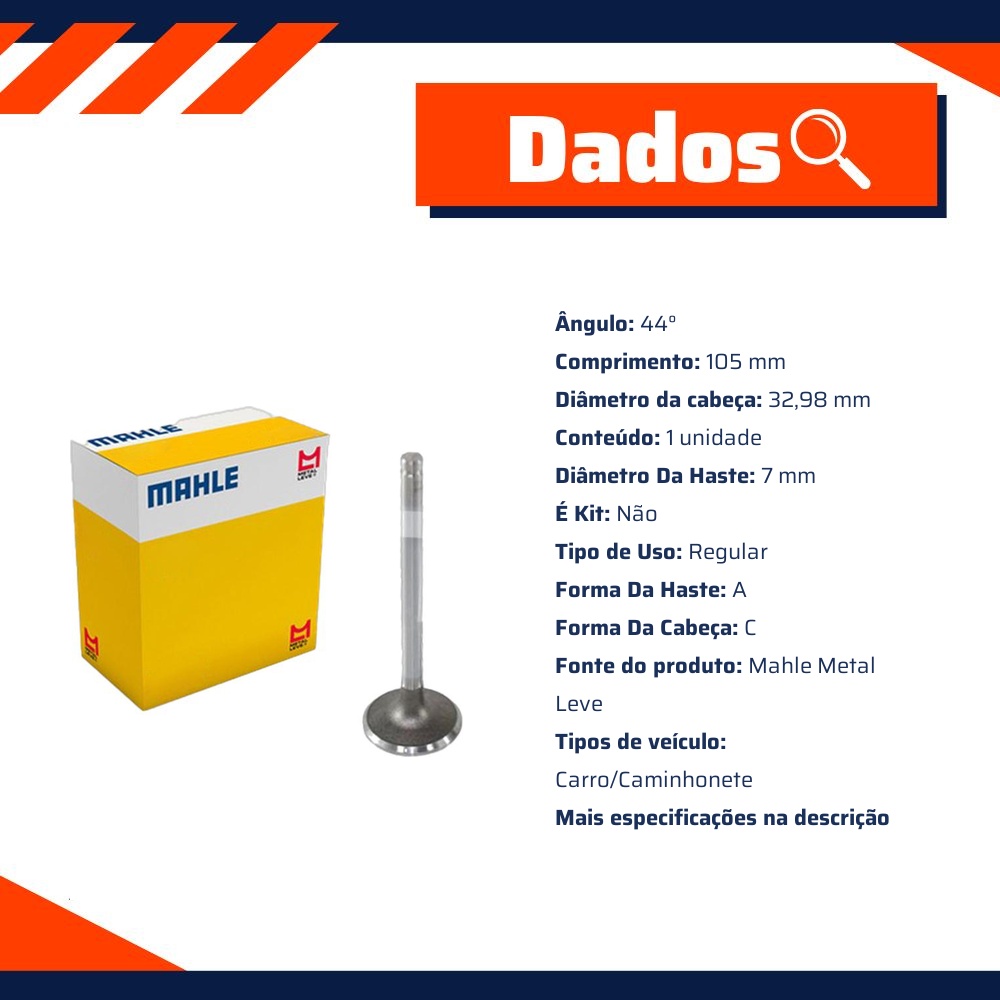 Jogo de Válvulas de Admissão Std - Mahle Metal Leve - VA0140015 STD