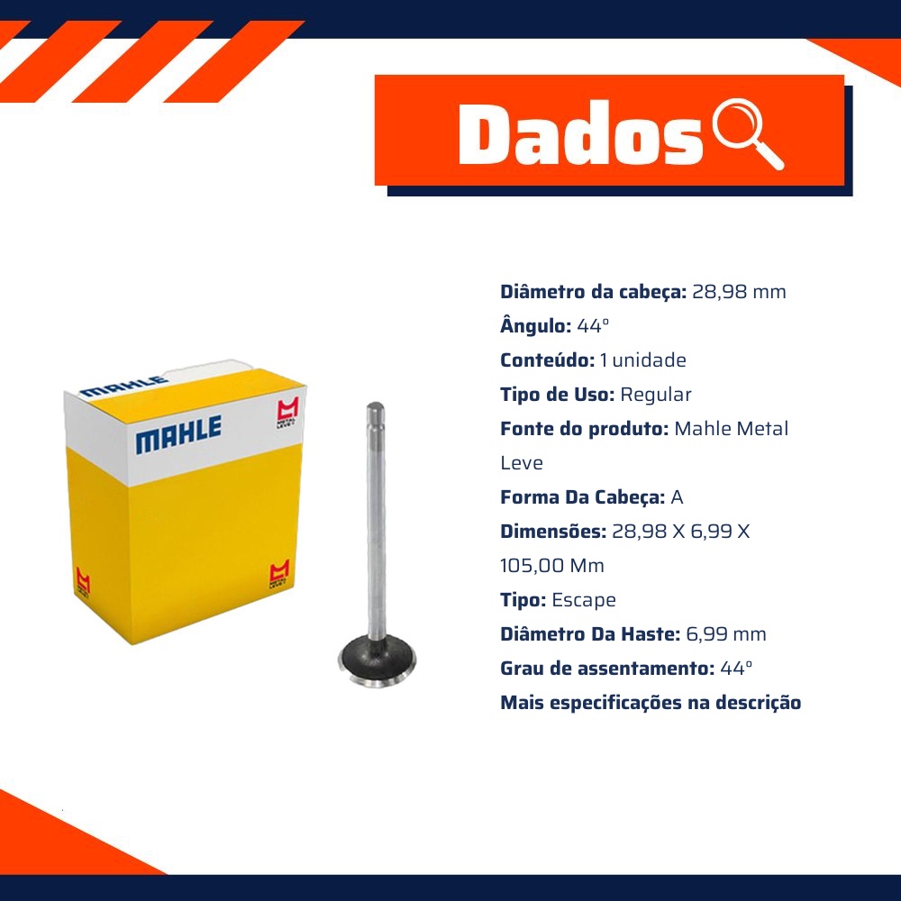 Kit 4 Válvula de Escape - Mahle Metal Leve - VE0140014 STD