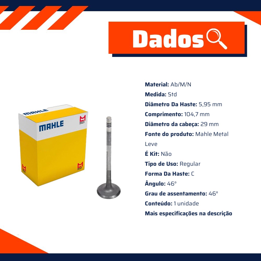 Kit 4 Válvula de Escape - Mahle Metal Leve - VE0141576 STD