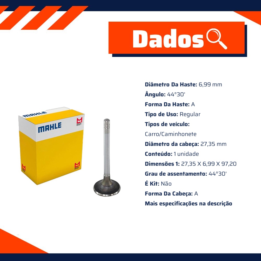 Jogo de Válvulas de Escape Std - Mahle Metal Leve - VE0250167 STD