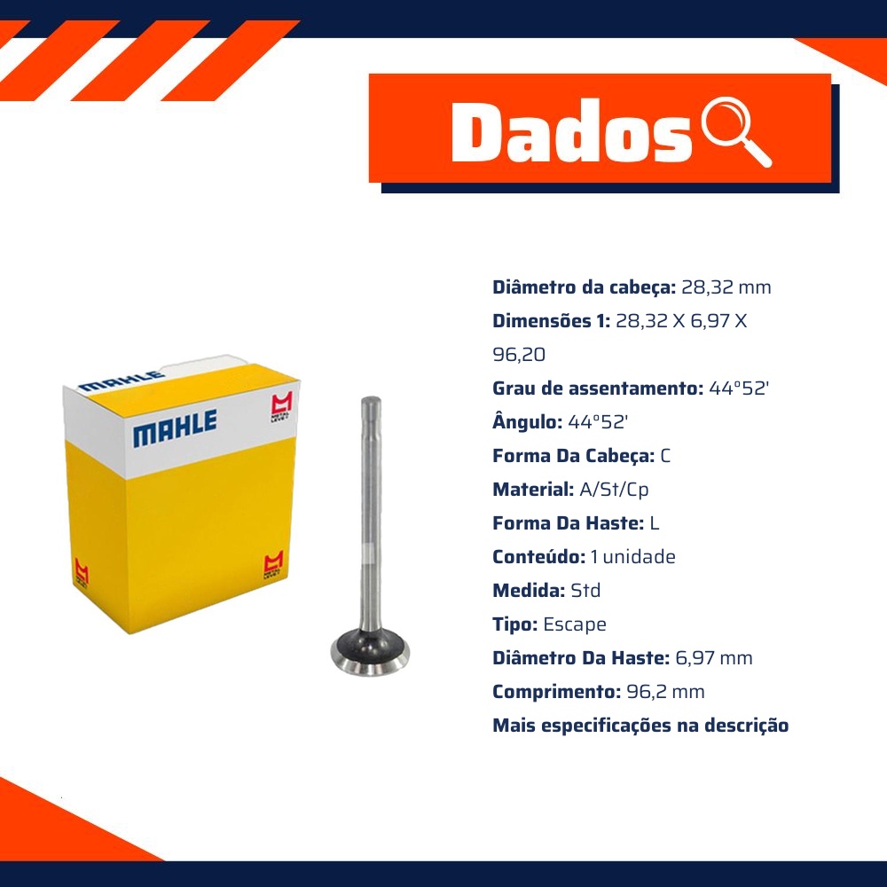 Kit 4 Válvula de Escape - Mahle Metal Leve - VE0590042 STD