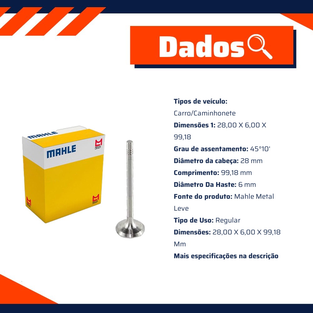 Kit 4 Válvula de Escape - Mahle Metal Leve - VE0700268 STD