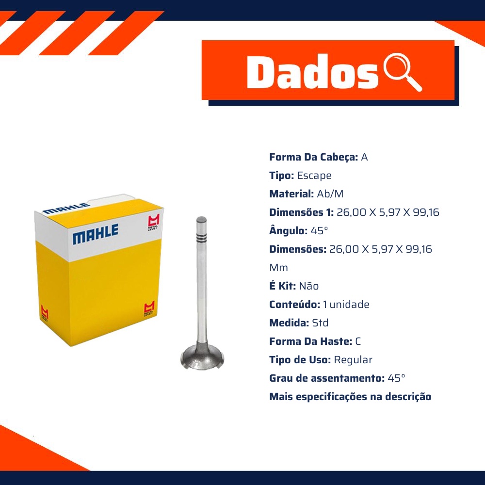 Kit 4 Válvula de Escape para Volkswagen Amarok - Mahle Metal Leve - VE0701559 STD