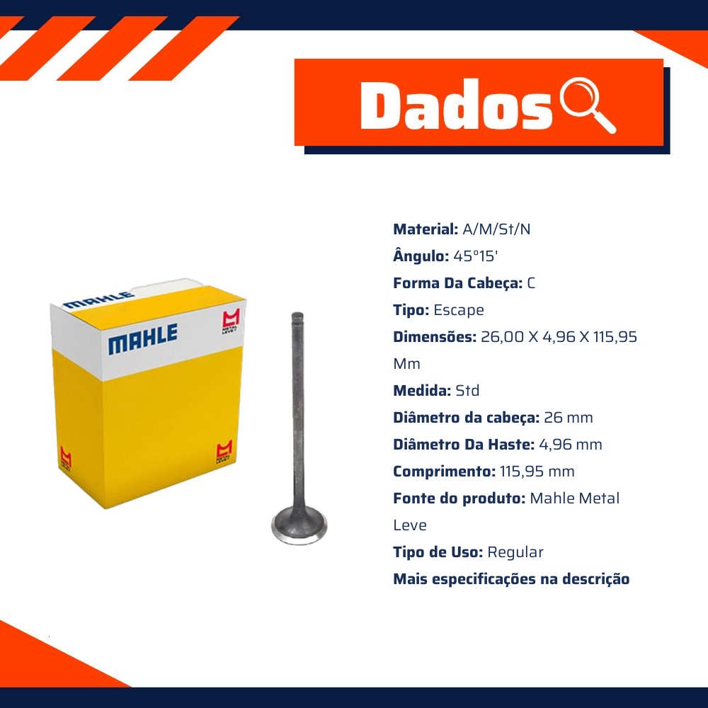 Kit 4 Válvula de Escape para Honda Civic - Mahle Metal Leve - VE5511569 STD