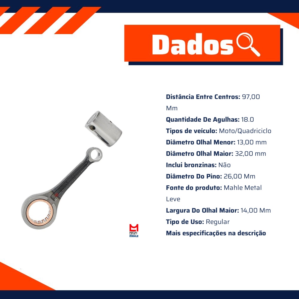 Biela para Honda Biz 110 e Pop 110 - Mahle Metal Leve - BL-9855