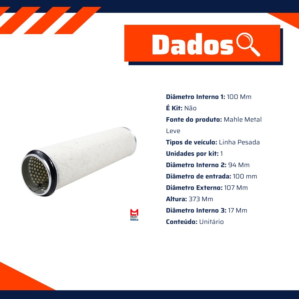 Filtro de Ar Secundário do Motor - Mahle Metal Leve - LXS37/1