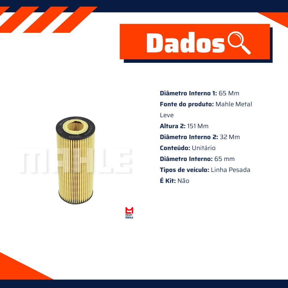 Filtro de Óleo Hidráulico - Mahle Metal Leve - HX77