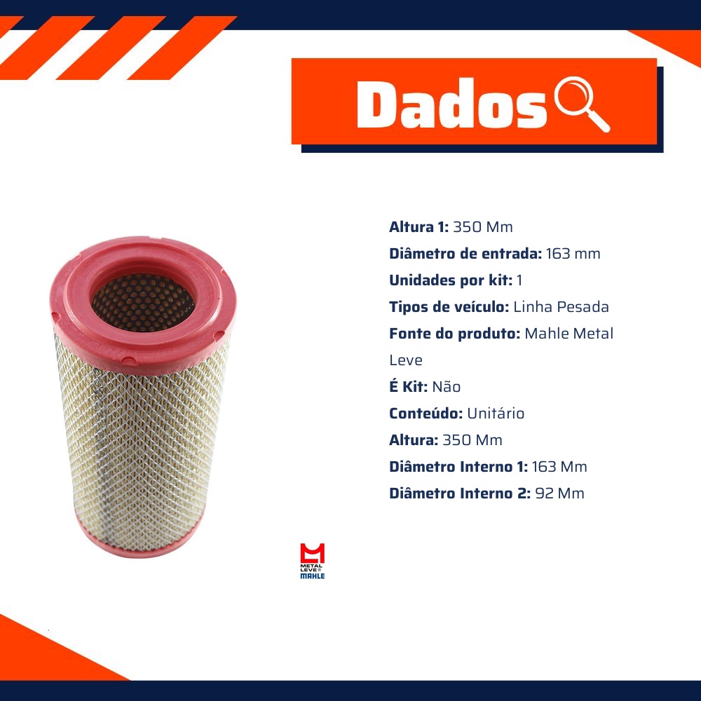 Filtro de Ar do Motor - Mahle Metal Leve - LX3986