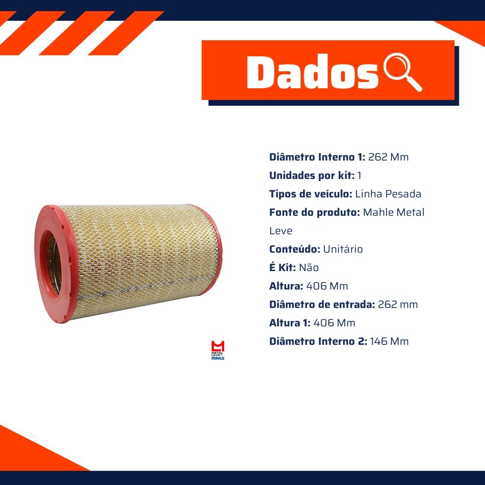 Filtro de Ar do Motor - Mahle Metal Leve - LX1716