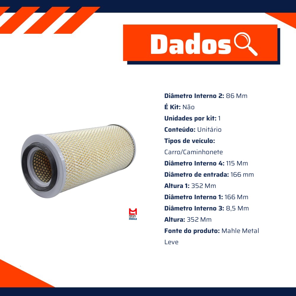 Filtro de Ar do Motor - Mahle Metal Leve - LX236