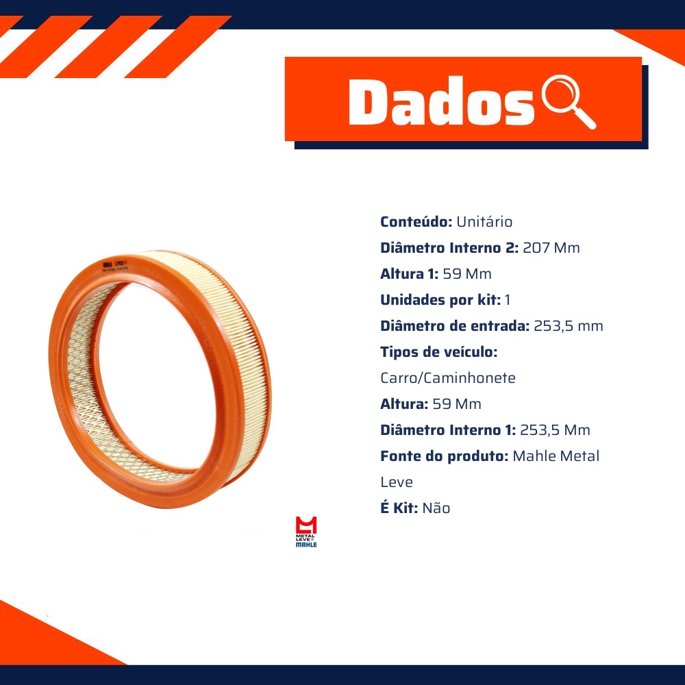 Filtro de Ar do Motor - Mahle Metal Leve - LX902/1