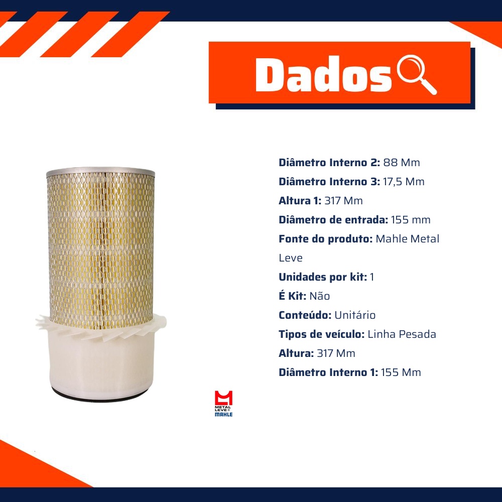 Filtro de Ar do Motor - Mahle Metal Leve - LX17