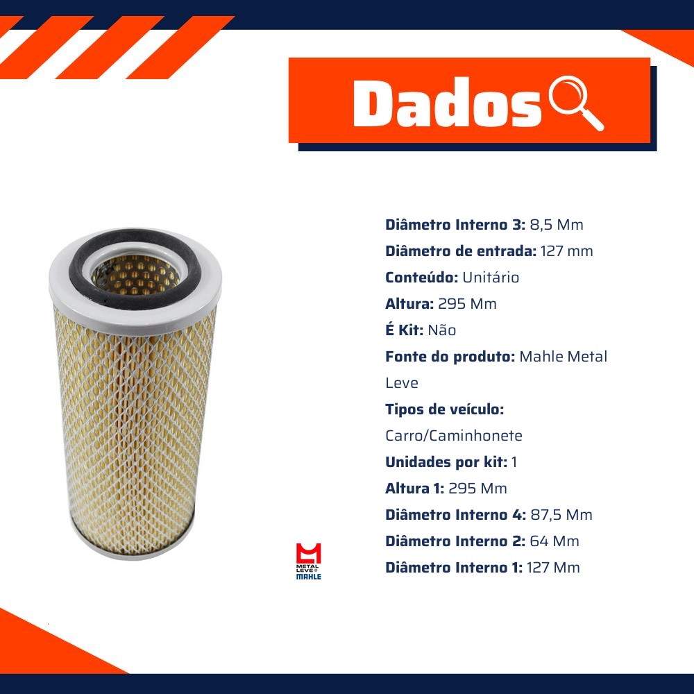 Filtro de Ar do Motor - Mahle Metal Leve - LX200