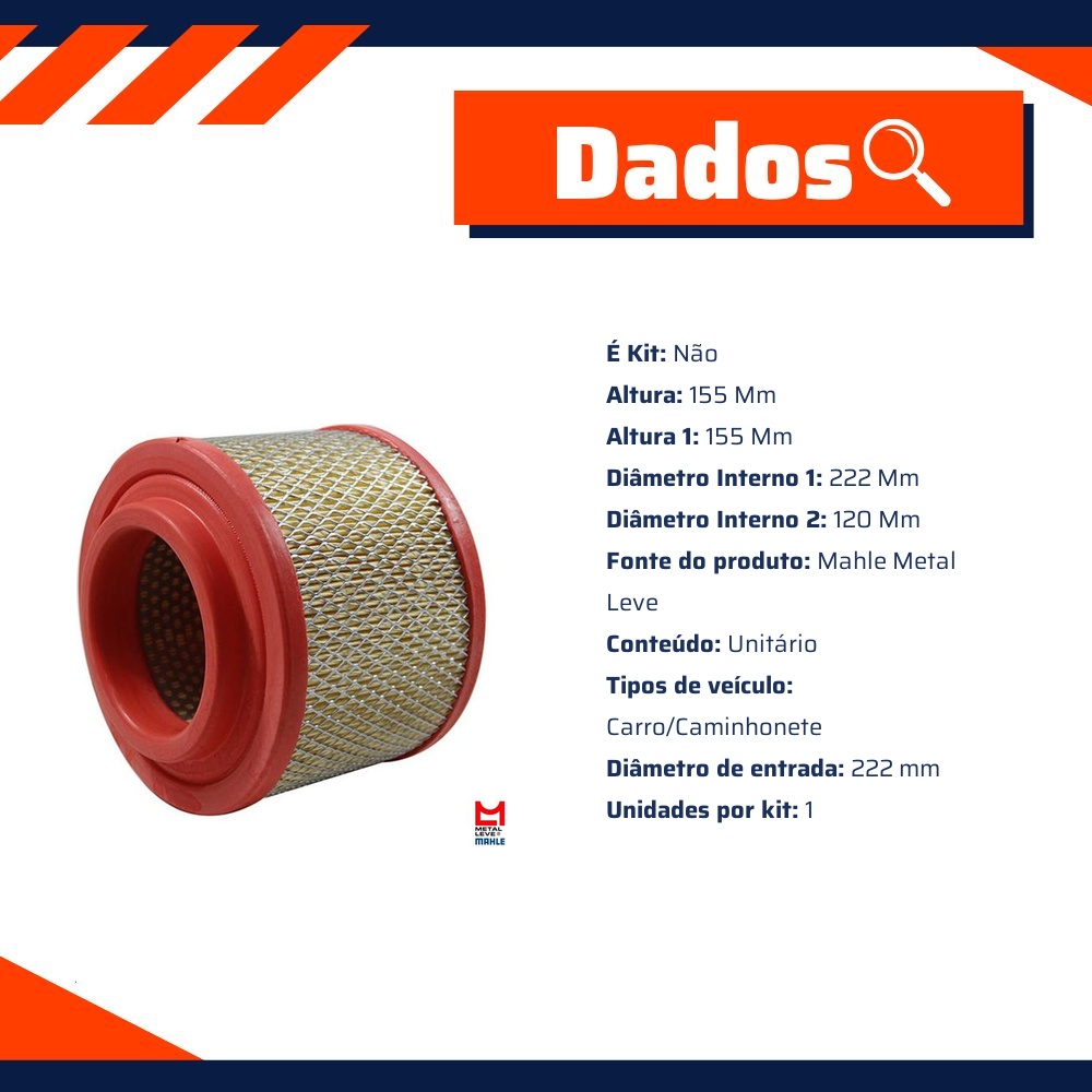 Filtro de Ar do Motor - Mahle Metal Leve - LX2125