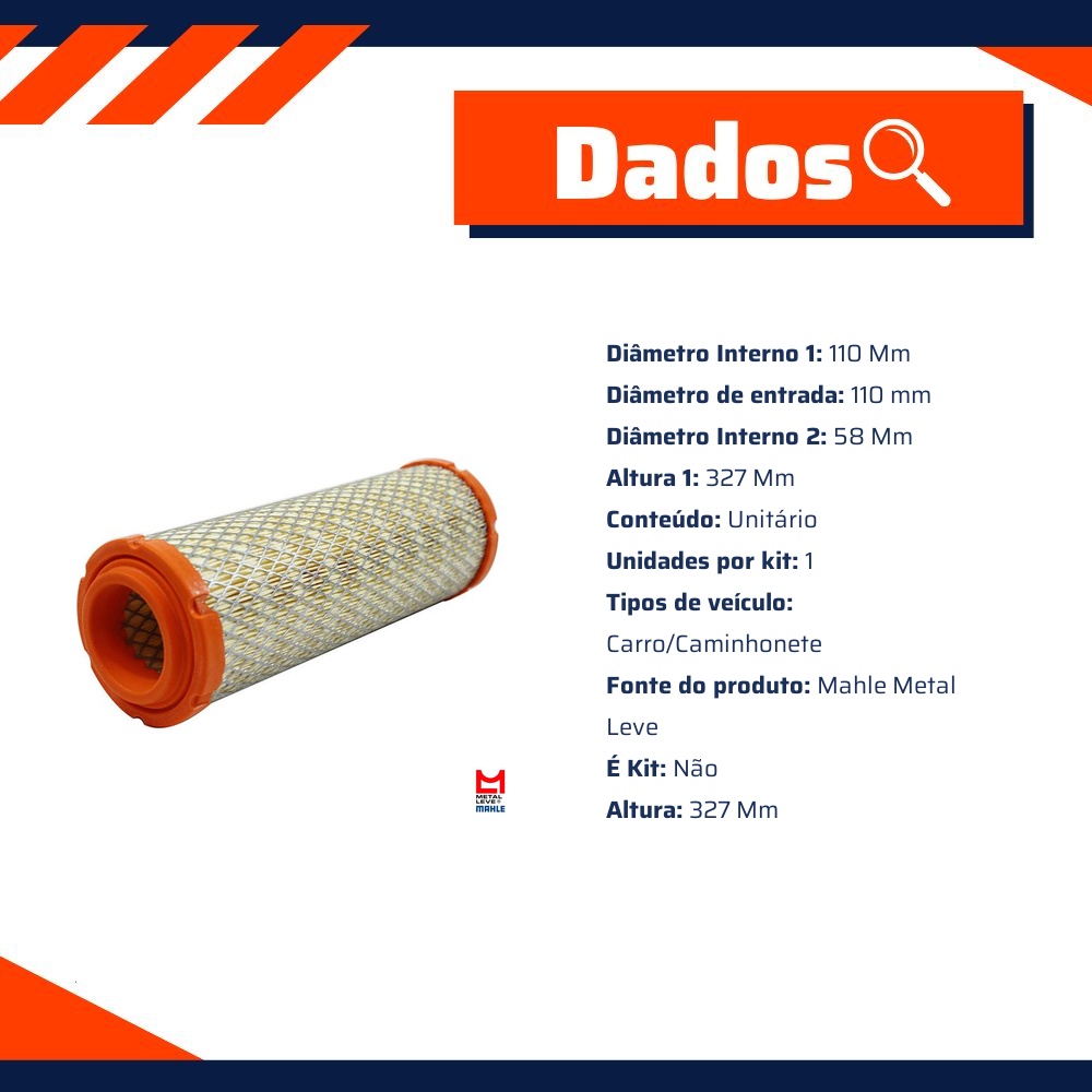 Filtro de Ar para Fiat Doblo - Mahle Metal Leve - LX2526