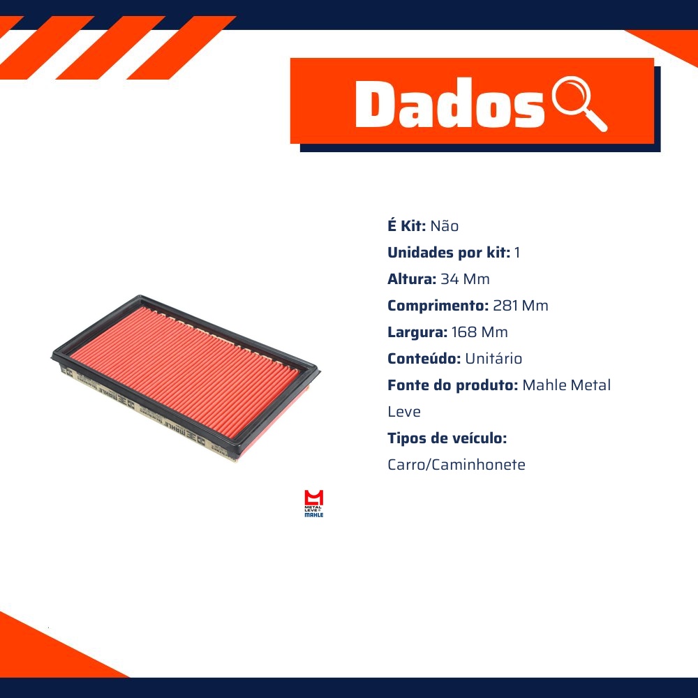 Filtro de Ar do Motor - Mahle Metal Leve - LX307