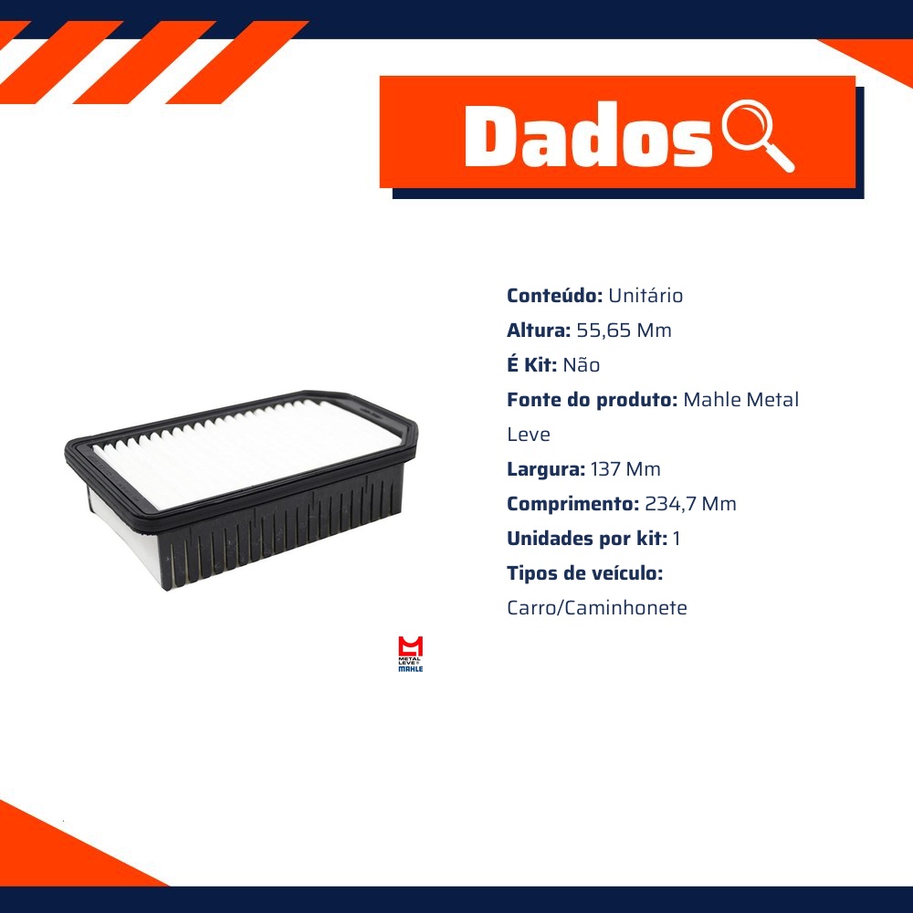 Filtro de Ar do Motor - Mahle Metal Leve - LX3452