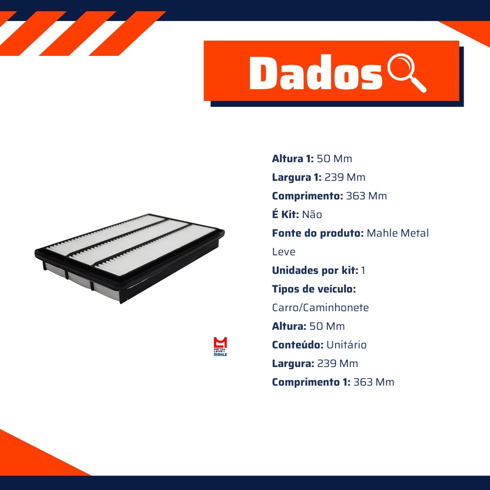 Filtro de Ar do Motor - Mahle Metal Leve - LX3819