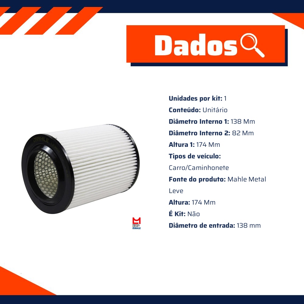 Filtro de Ar para Honda CR-V - Mahle Metal Leve - LX3892