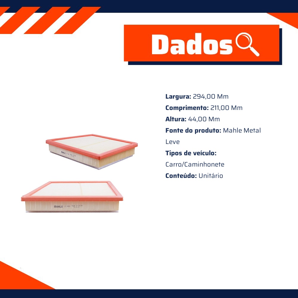 Filtro de Ar do Motor - Mahle Metal Leve - LX4060