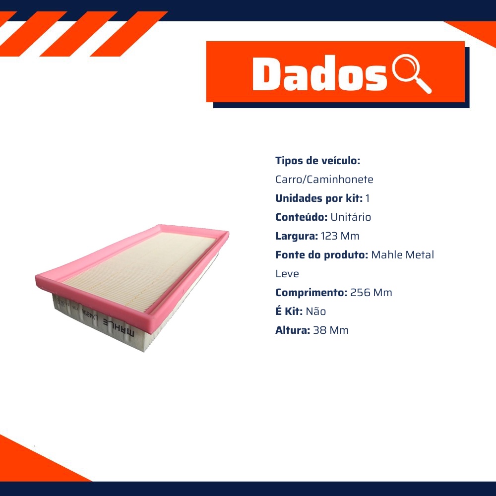 Filtro de Ar do Motor - Mahle Metal Leve - LX4894