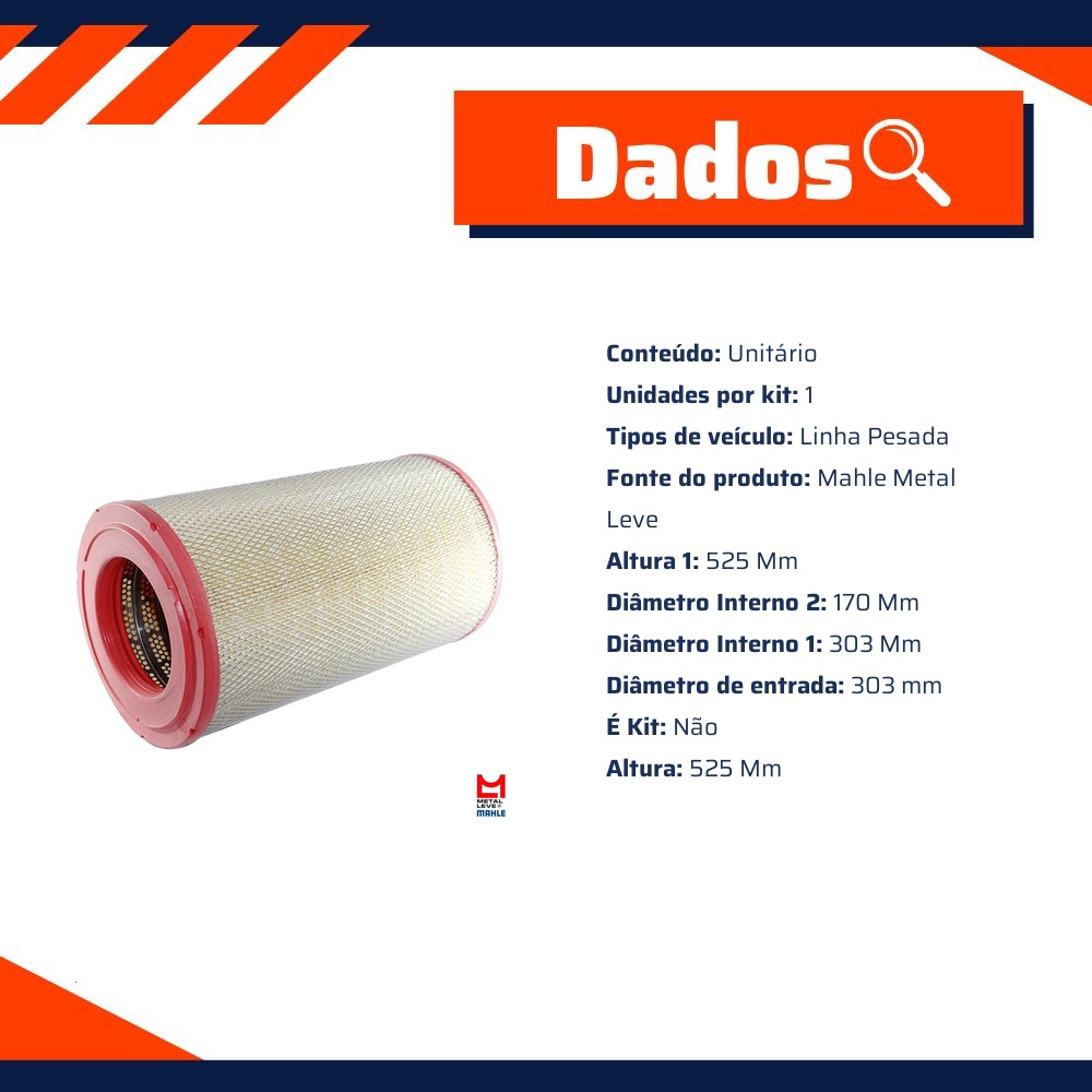 Filtro de Ar do Motor - Mahle Metal Leve - LX712