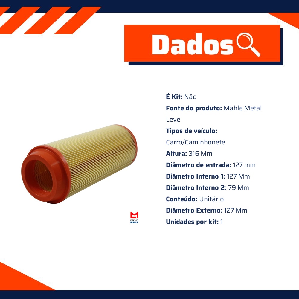 Filtro de Ar do Motor - Mahle Metal Leve - LX960