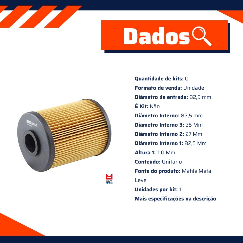 Filtro de Combustível para Dodge Ram 2500 - Mahle Metal Leve - KX447D