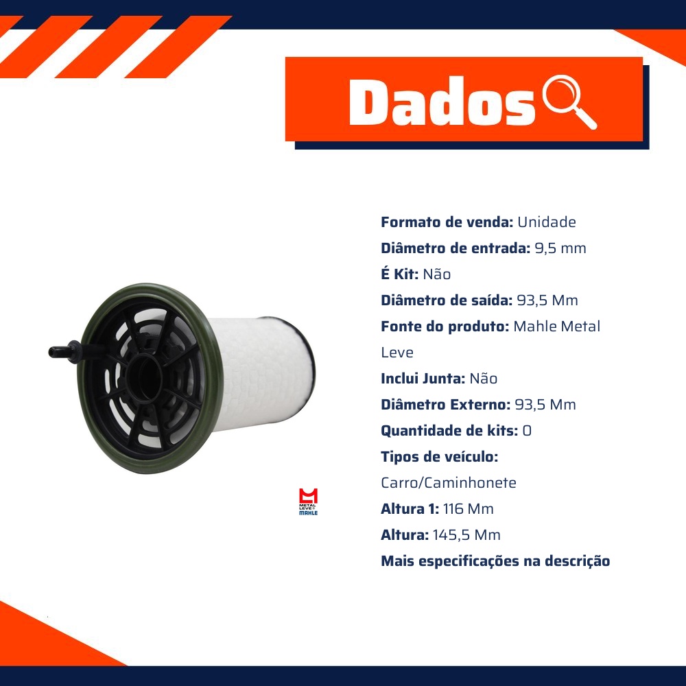 Filtro de Combustível - Mahle Metal Leve - KX543D