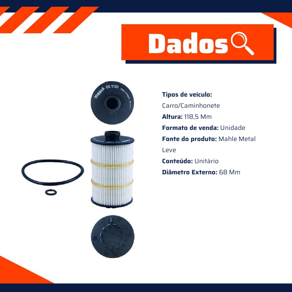 Filtro de Óleo Lubrificante - Mahle Metal Leve - OX1123D