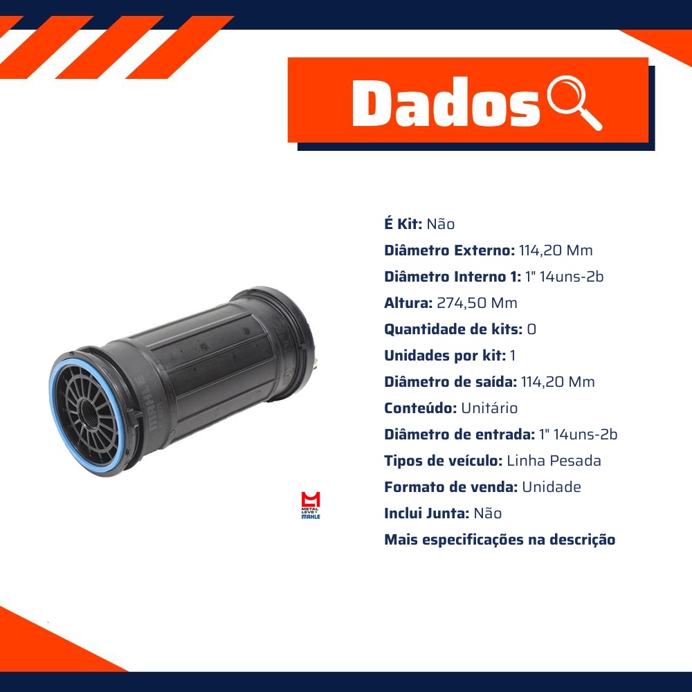 Filtro Blindado de Combustível - Mahle Metal Leve - KC637/1 PLUS