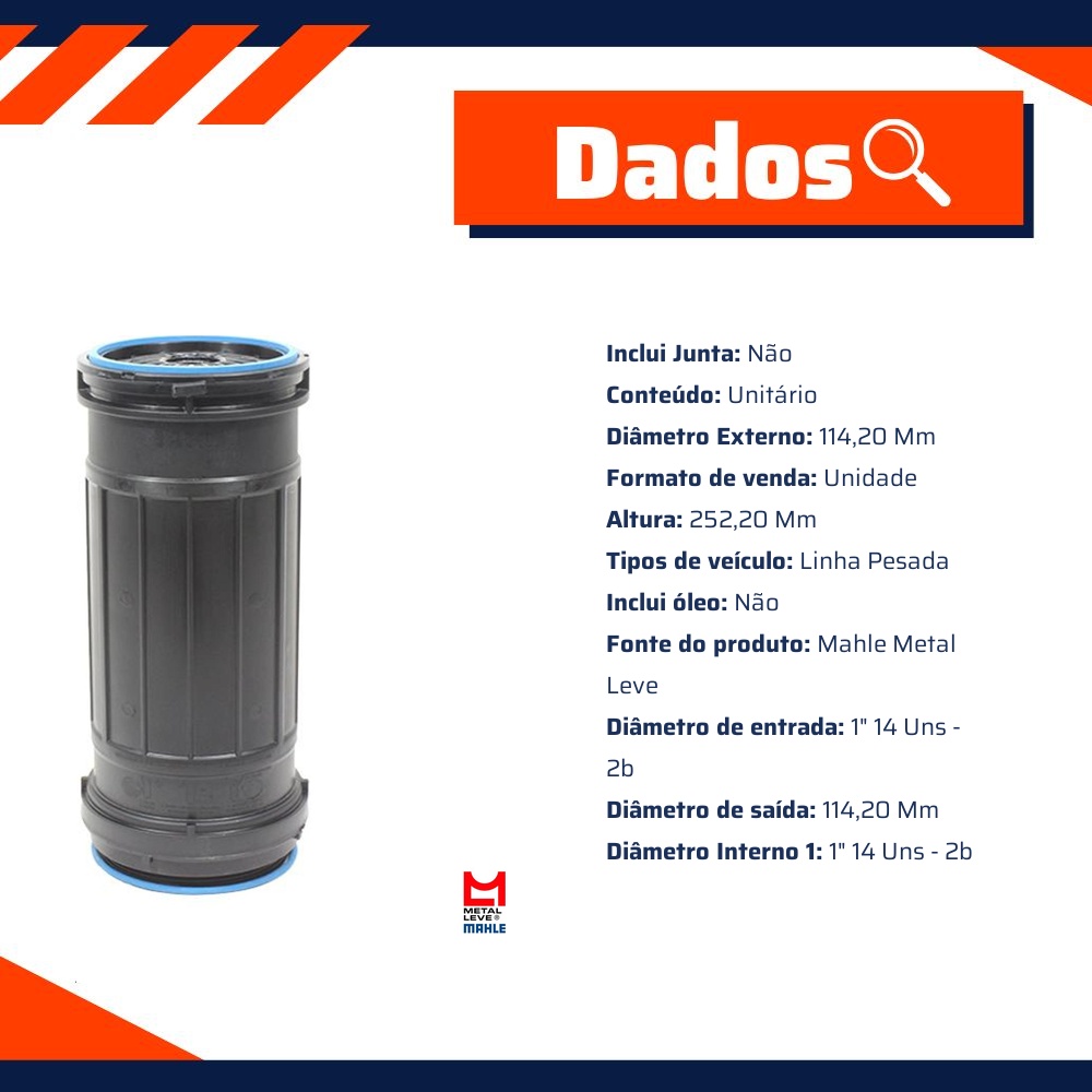 Filtro Blindado de Combustível - Mahle Metal Leve - KC637D PLUS