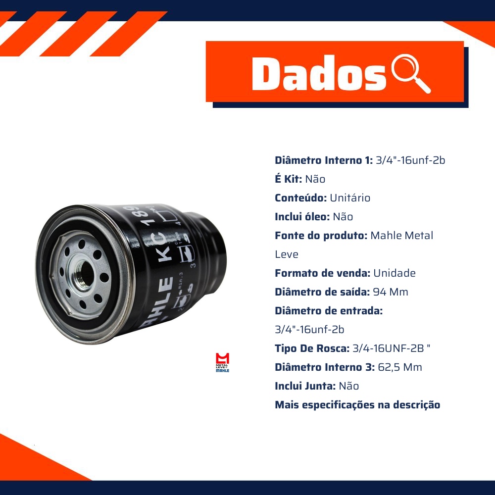 Filtro Blindado de Combustível - Mahle Metal Leve - KC189