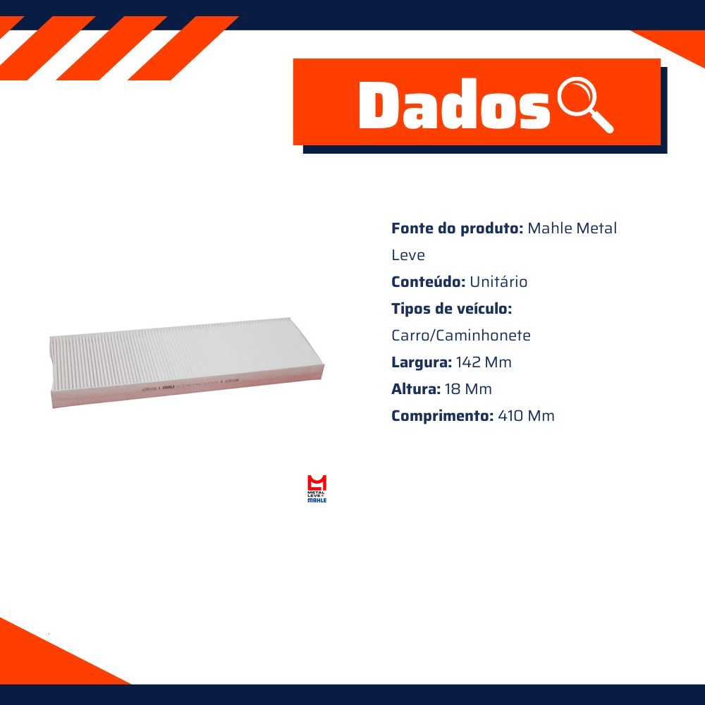 FIltro de Ar Condicionado Cabine - Mahle Metal Leve - LA11