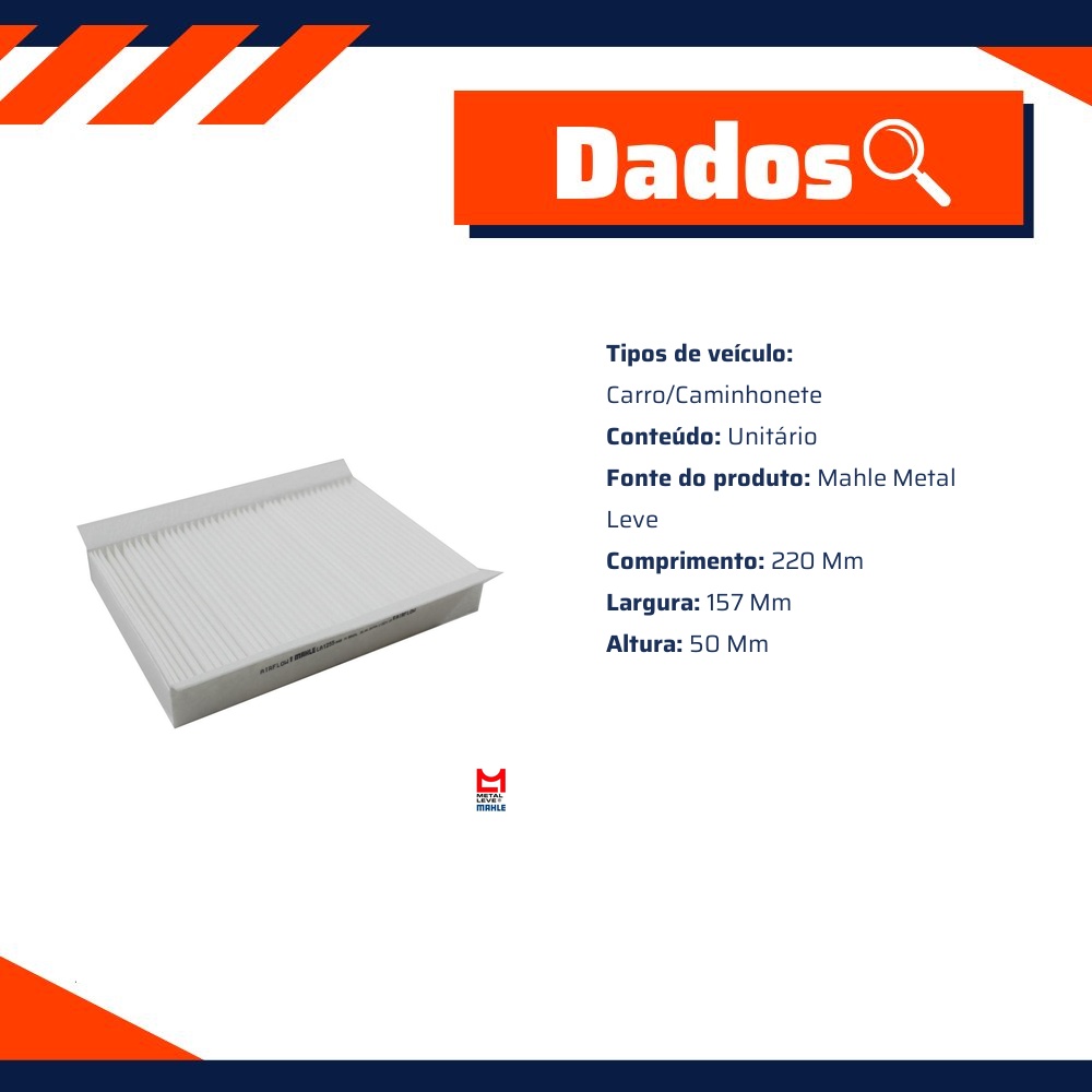 FIltro de Ar Condicionado Cabine - Mahle Metal Leve - LA1255