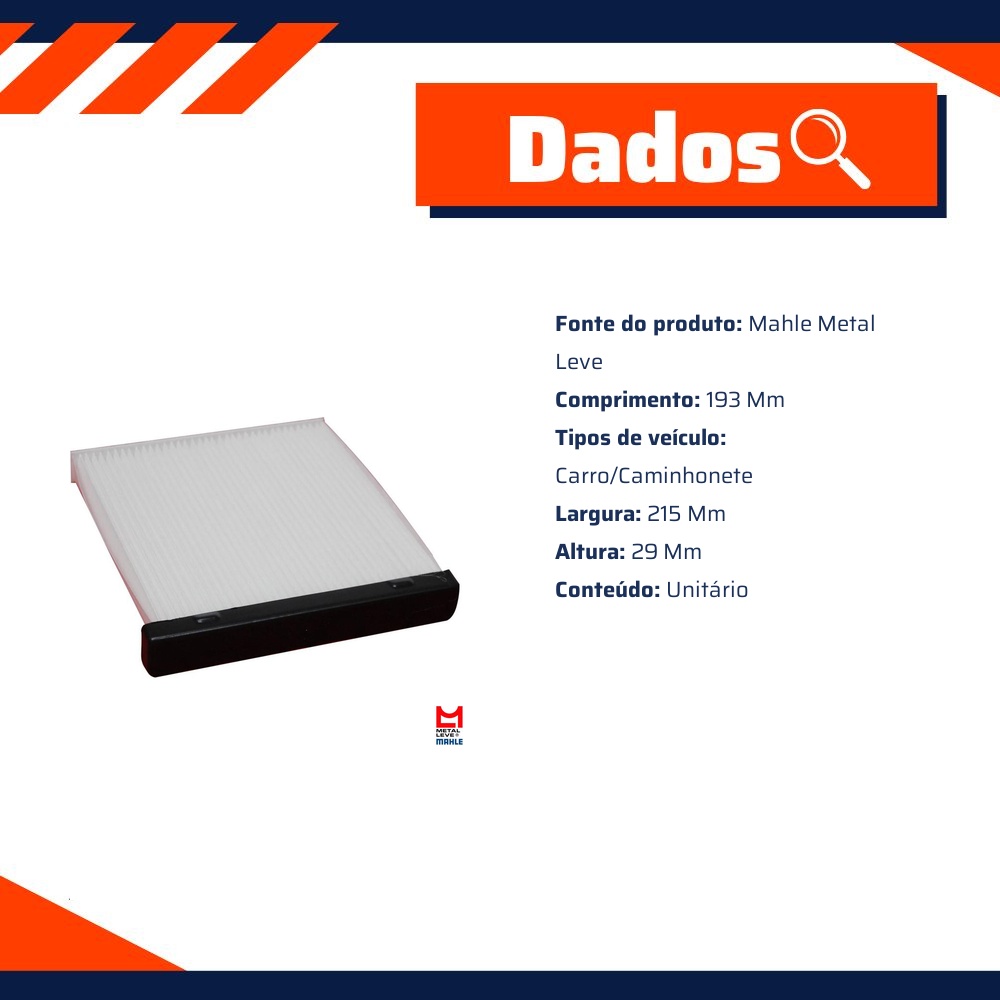 FIltro de Ar Condicionado Cabine - Mahle Metal Leve - LA395