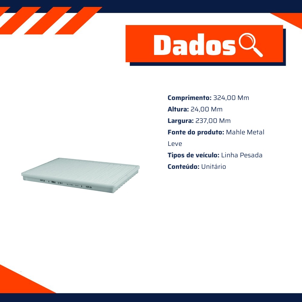 FIltro de Ar Condicionado Cabine - Mahle Metal Leve - LA50/1