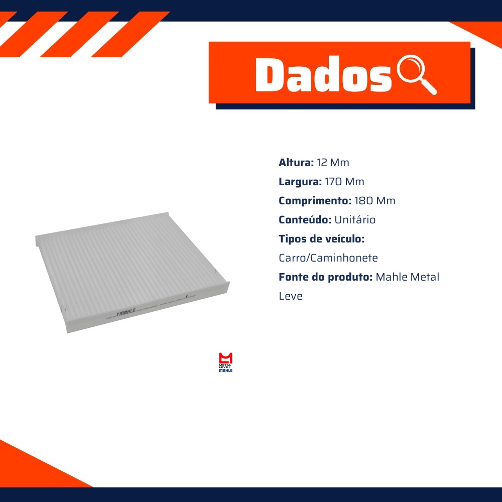 Filtro de Ar da Cabine para KIA Picanto - Mahle Metal Leve - LA649