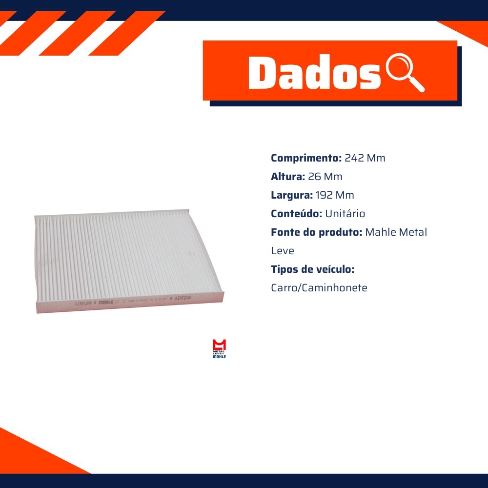 FIltro de Ar Condicionado Cabine - Mahle Metal Leve - LA785