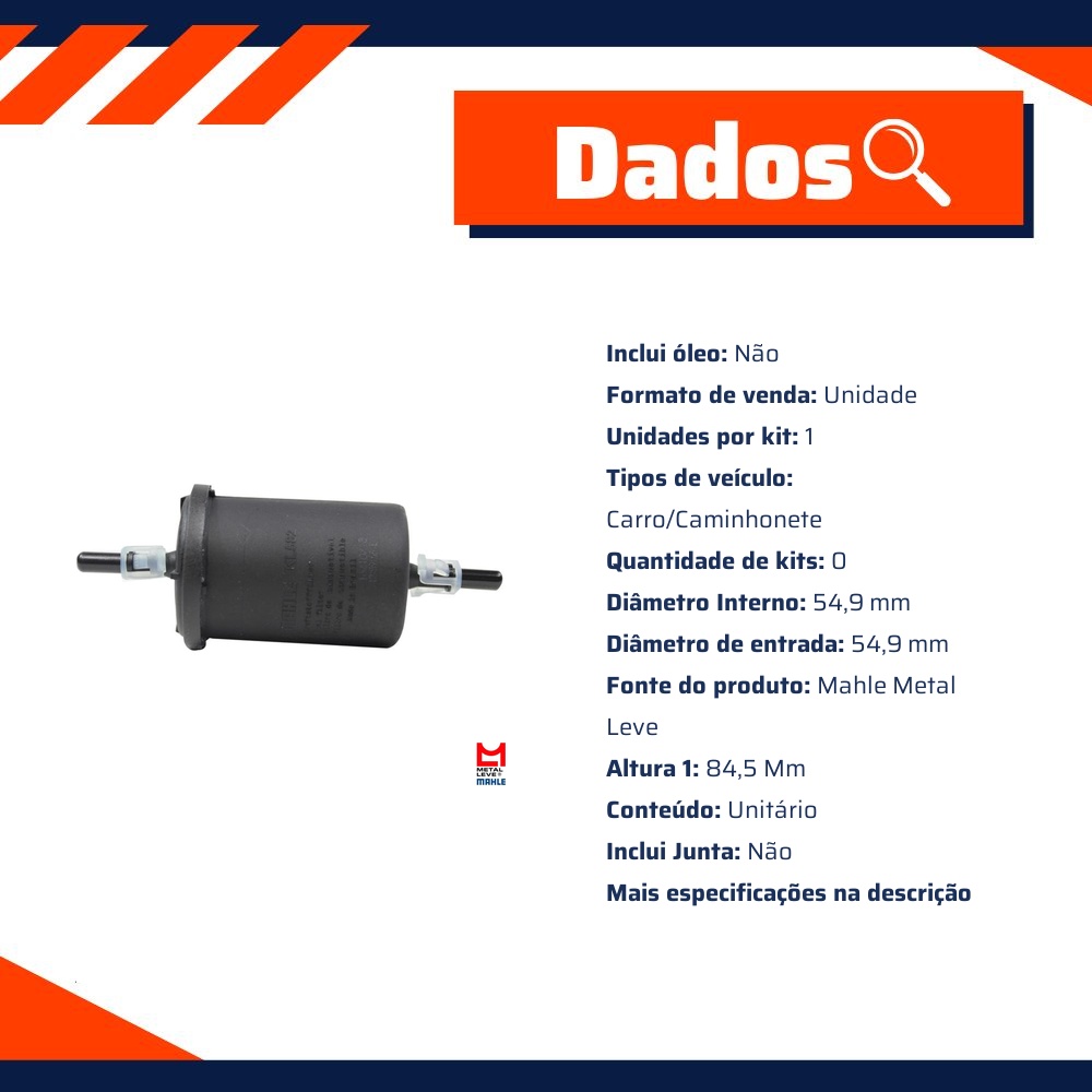 Filtro Blindado de Combustível - Mahle Metal Leve - KL582