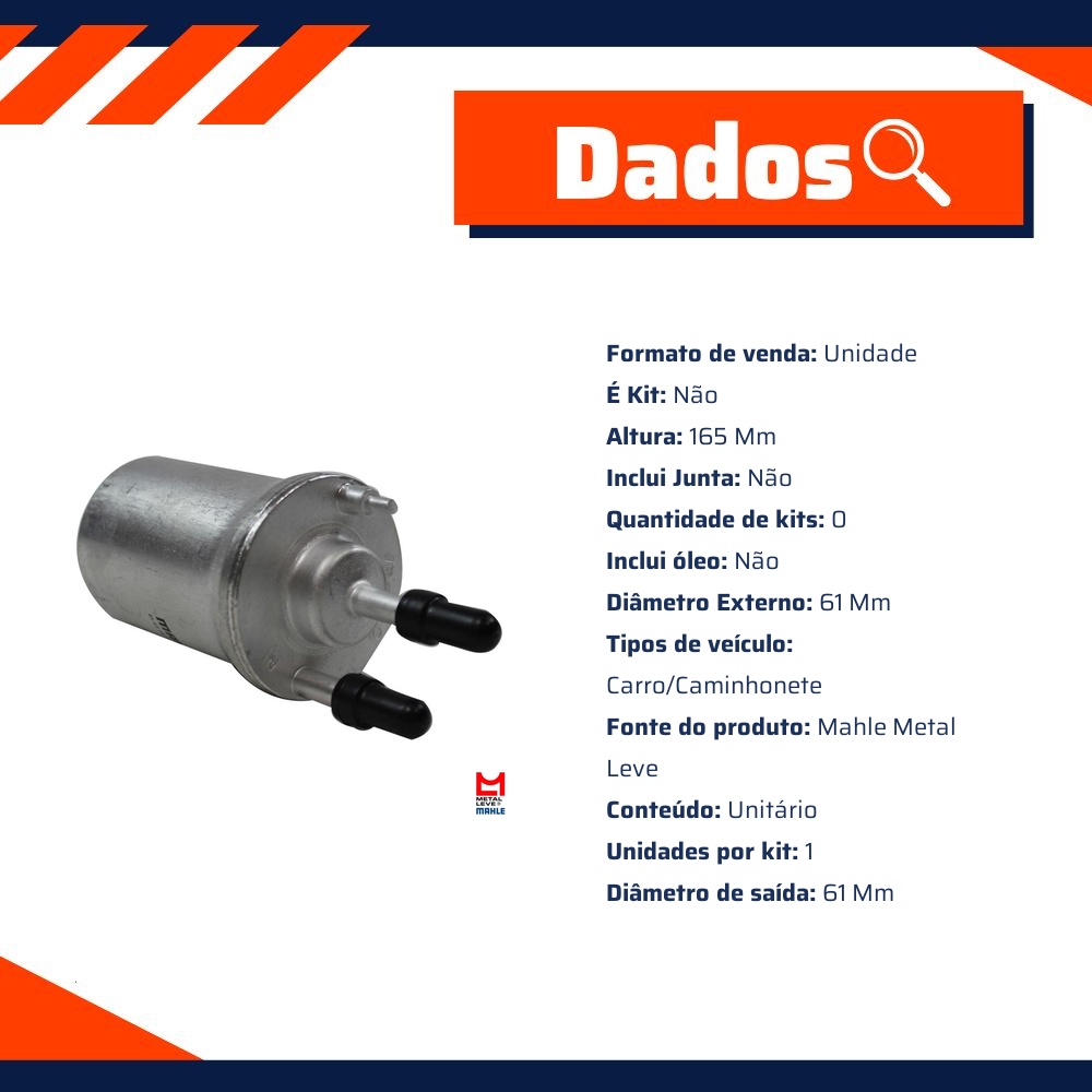 Filtro Blindado de Combustível - Mahle Metal Leve - KL1065