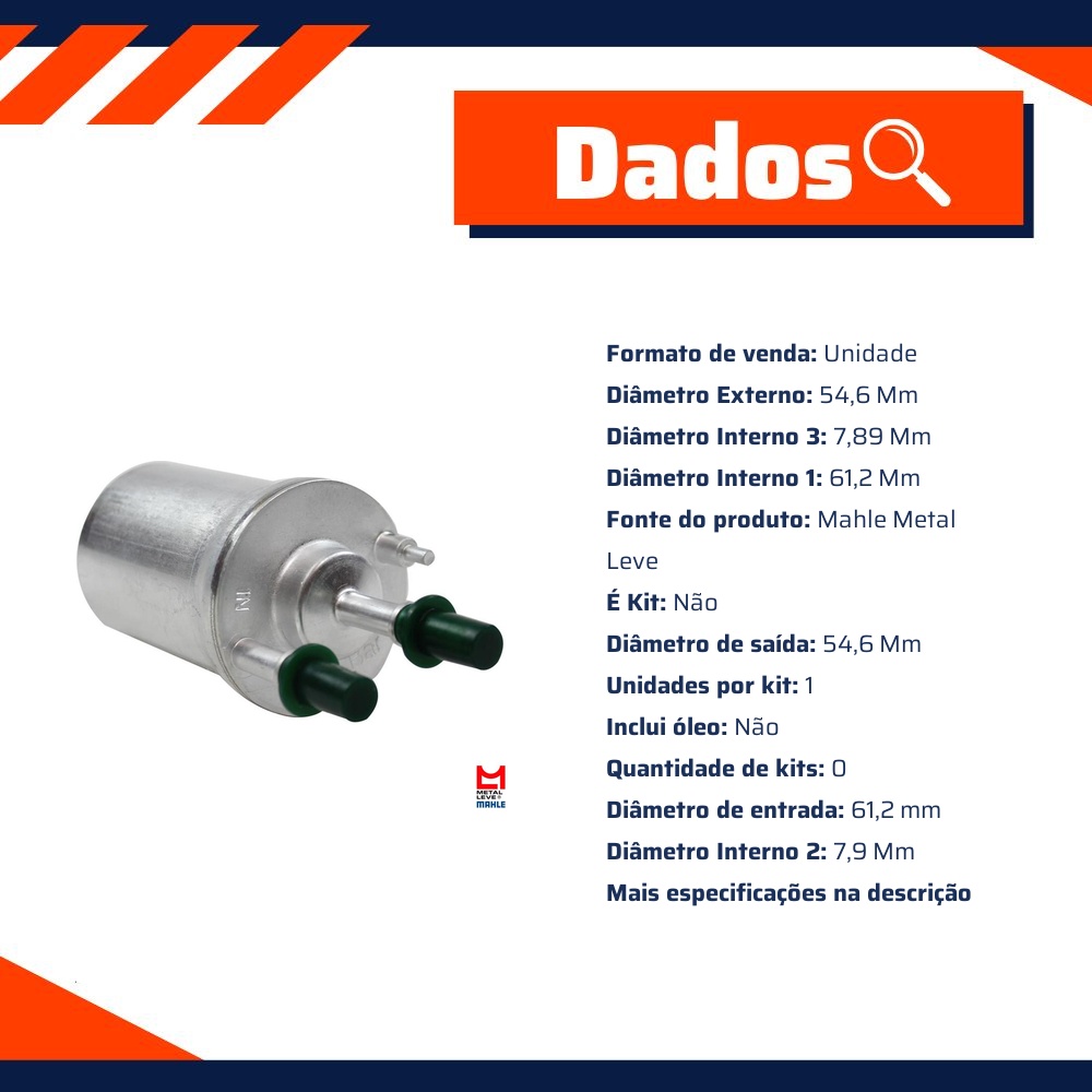 Filtro Blindado de Combustível - Mahle Metal Leve - KL156/3