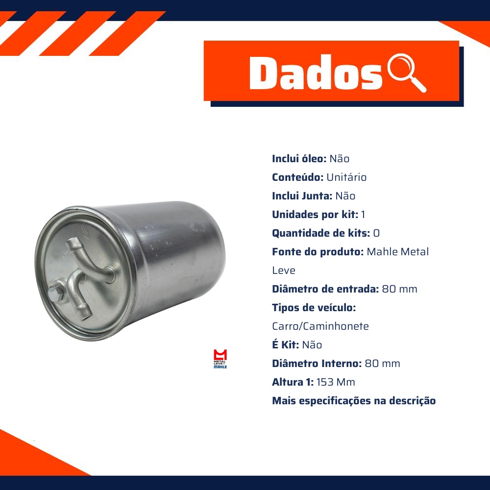 Filtro Blindado de Combustível - Mahle Metal Leve - KL41