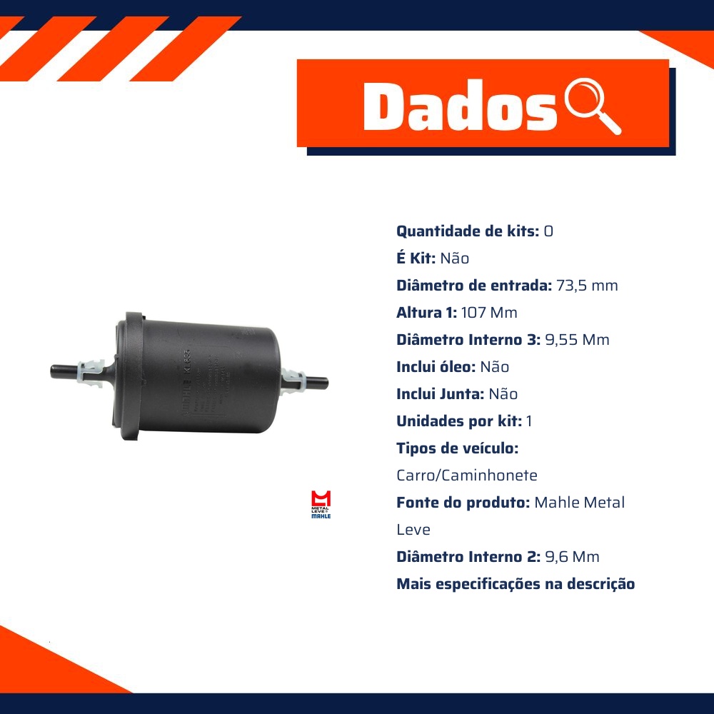 Filtro Blindado de Combustível - Mahle Metal Leve - KL635
