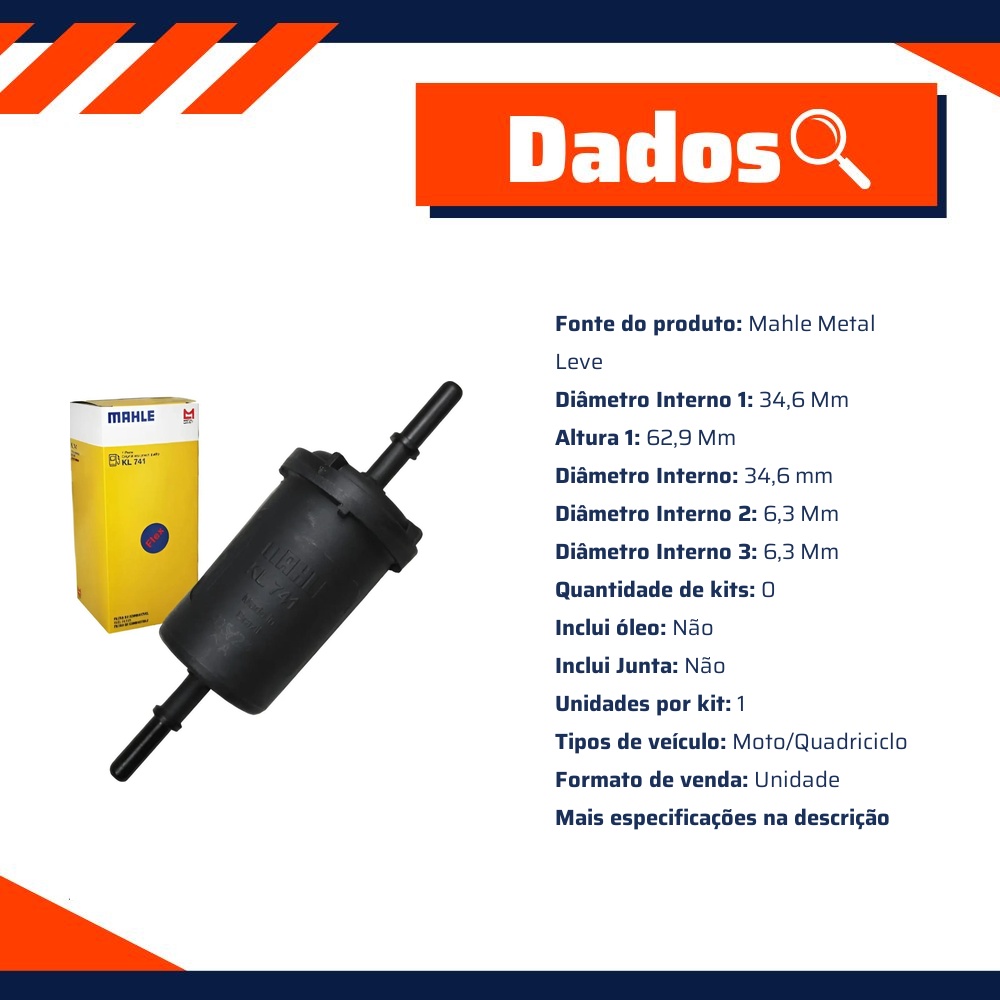 Filtro Blindado de Combustível - Mahle Metal Leve - KL741