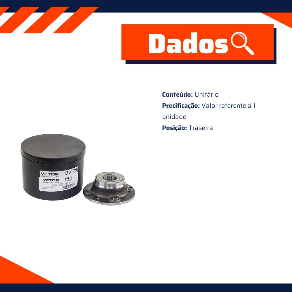 Cubo de Roda Traseiro Citroen BX e Peugeot Partner - Vetor - B0175