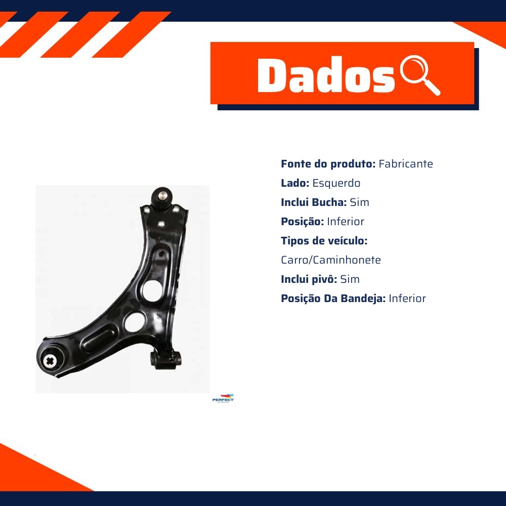 Bandeja Suspensão Inferior Esquerdo para Peugeot 208 - Perfect - BDJ0503