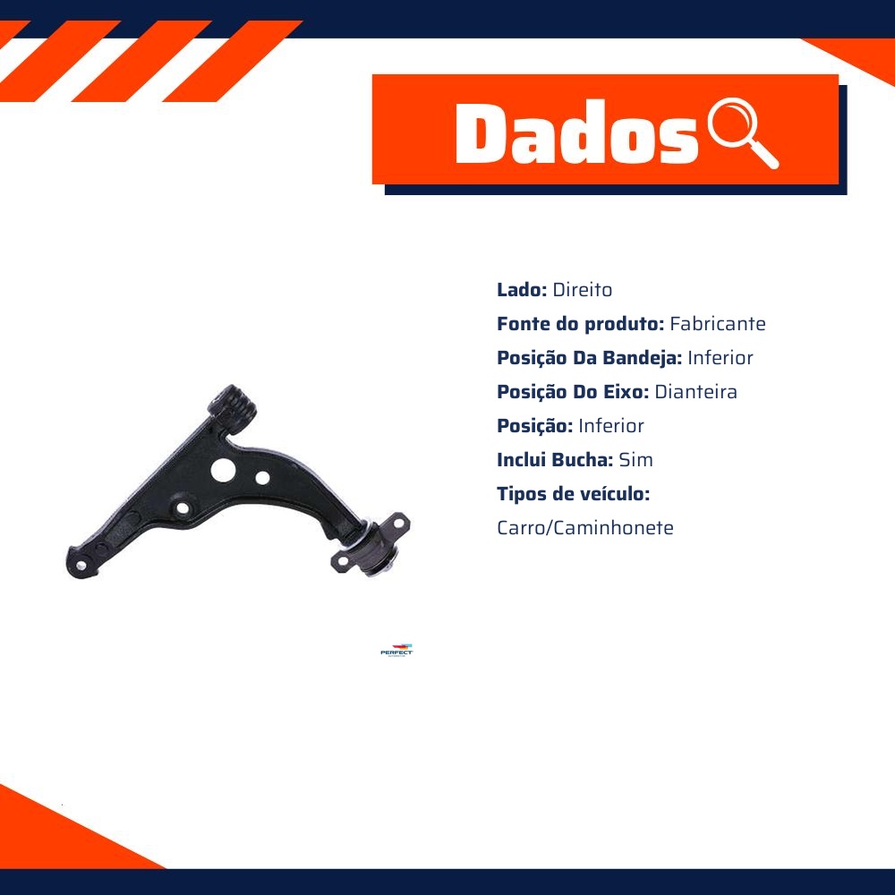 Bandeja Suspensão Inferior Direito para Fiat Ducato e Peugeot Boxer - Perfect - BDJ1080